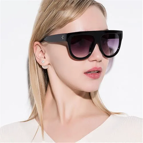 

Женские солнцезащитные очки с плоской верхней частью и увеличенным размером оправы, большие оправы, защита от ультрафиолета UV400, модель «кошачий глаз» MTZJH, Tea