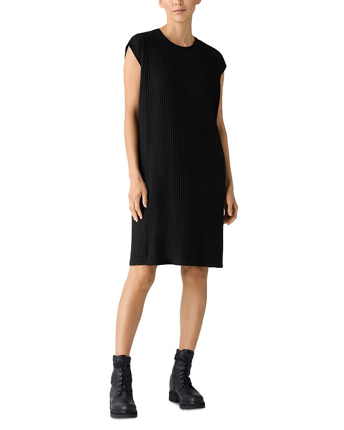 

Платье с круглым вырезом из ребристой ткани Eileen Fisher, черный