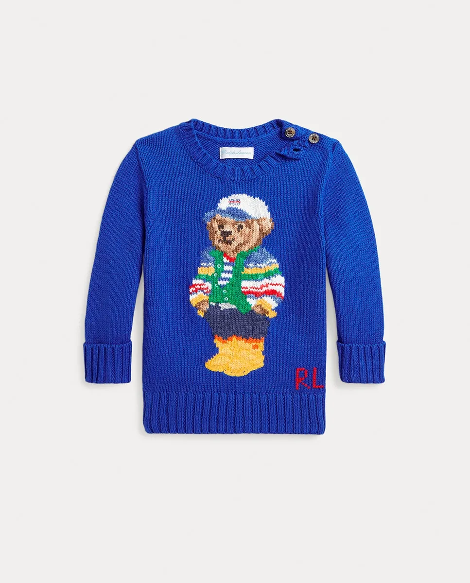 

Бэби мальчик хлопок и свитер Polo Bear Polo Ralph Lauren, синий