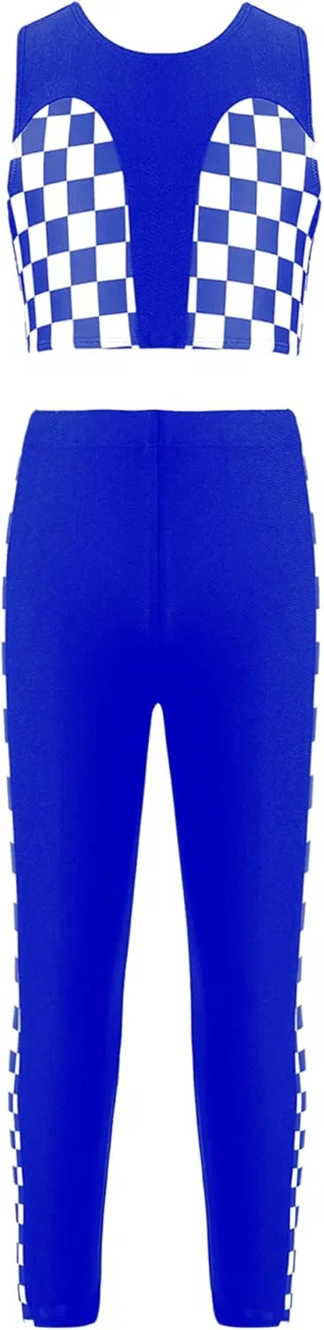Детский спортивный костюм из полиэстера Jugaoge, топ и леггинсы, Royal Blue