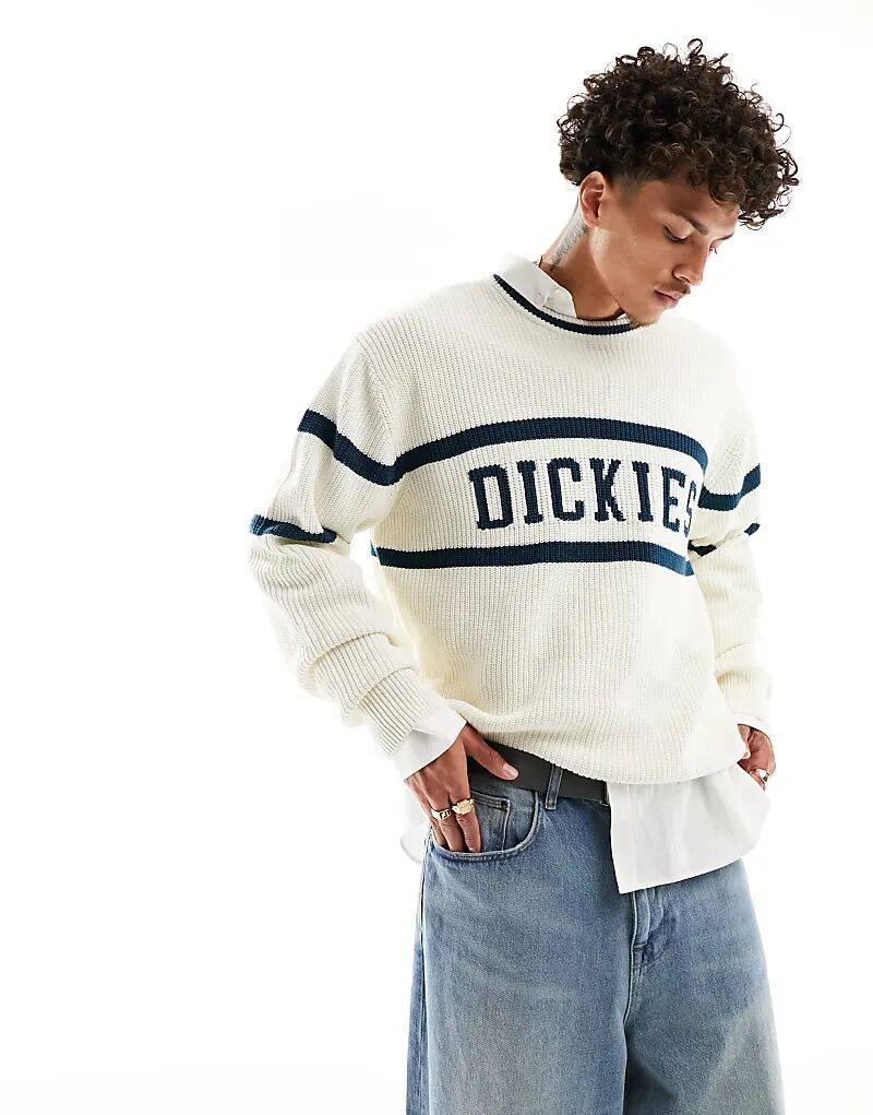 

Вязаный свитер melvern в экрю и зеленом цвете- Dickies