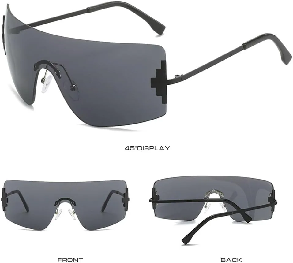 

Мужские солнцезащитные очки без оправы в стиле ретро с градиентной металлической оправой, женские очки в стиле хип-хоп, цельные очки без оправы HDUBFY, 5