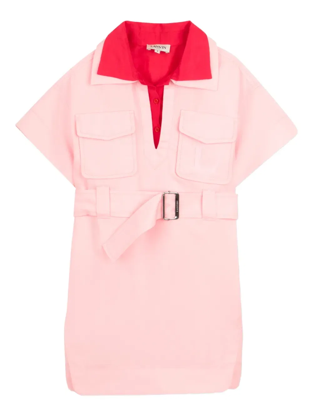 Платье с поясом и карманами Lanvin Enfant, розовый