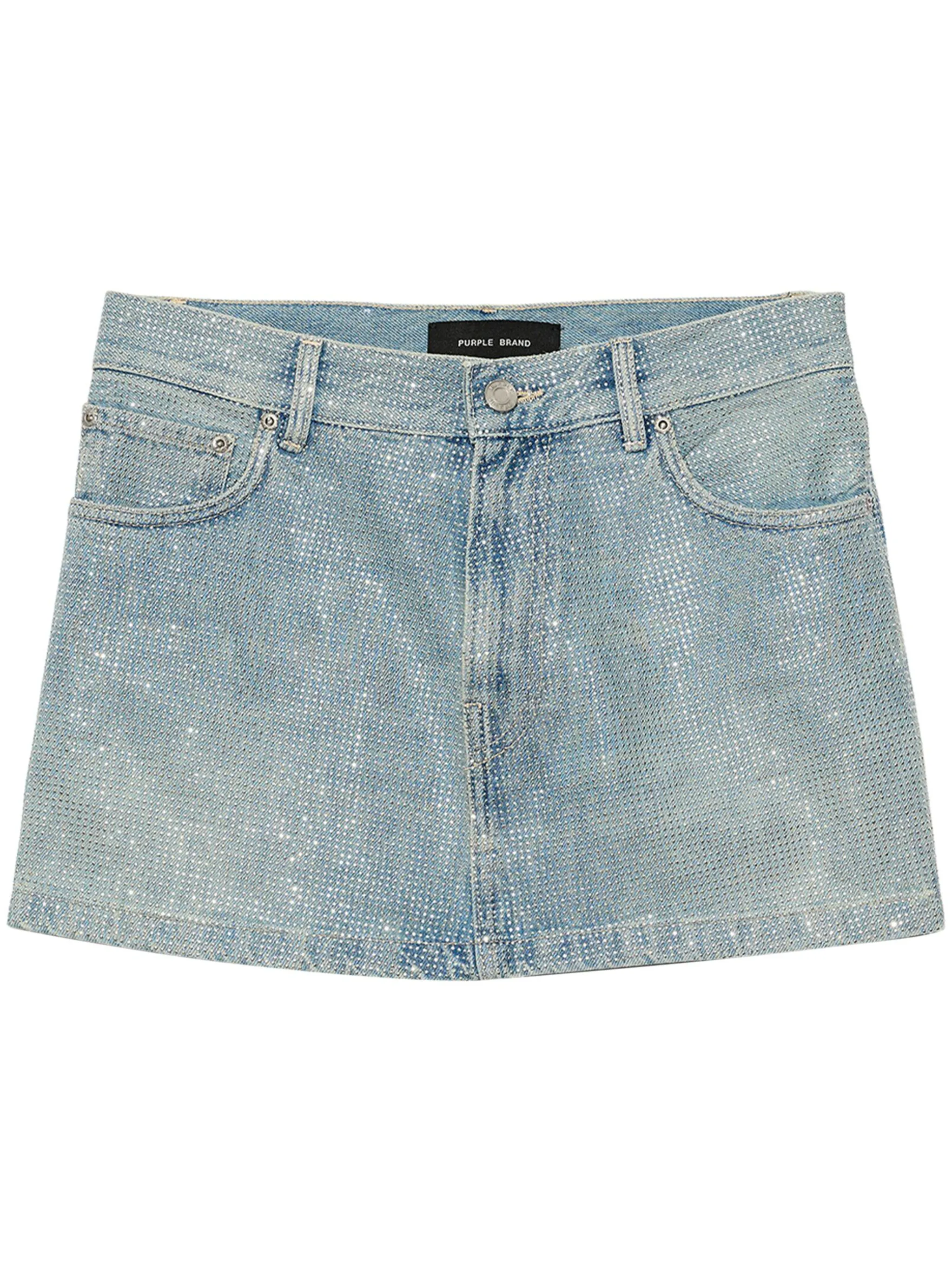 

Джинсовая юбка мини со стразами Purple Brand, синий