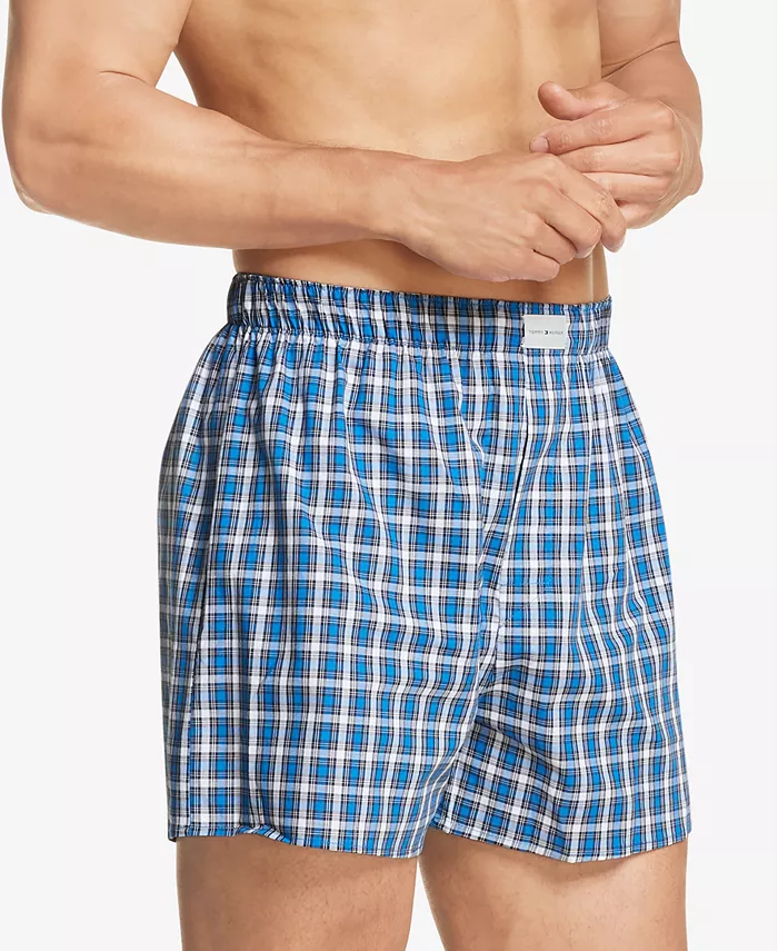 Мужские боксеры из хлопкового поплина с классическим принтом, 3 шт Tommy Hilfiger, синий — фото 4