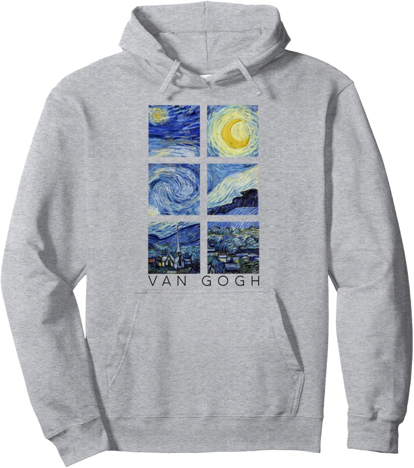 

Картина-коллаж «Звездная ночь» Ван Гога, худи Винсента Ван Гога Vincent Van Gogh Art Aesthetic Paintings, серый