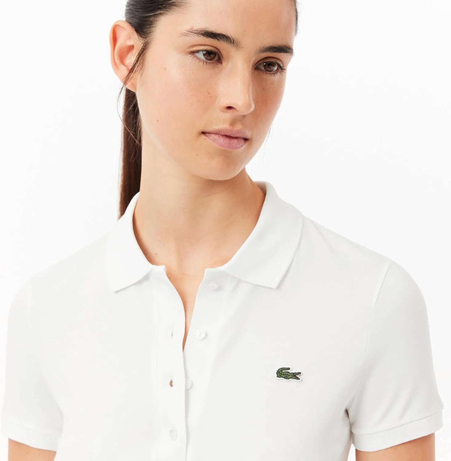 Поло Lacoste L.12.d, приталенный крой, зеленая "крокодиловая кожа" — фото 3