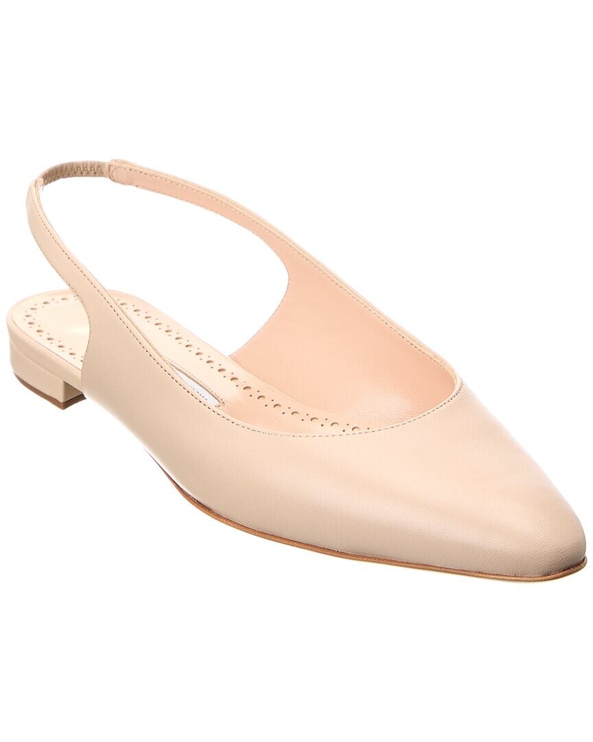 

Кожаные балетки с ремешком на пятке Manolo Blahnik Sawra, коричневый