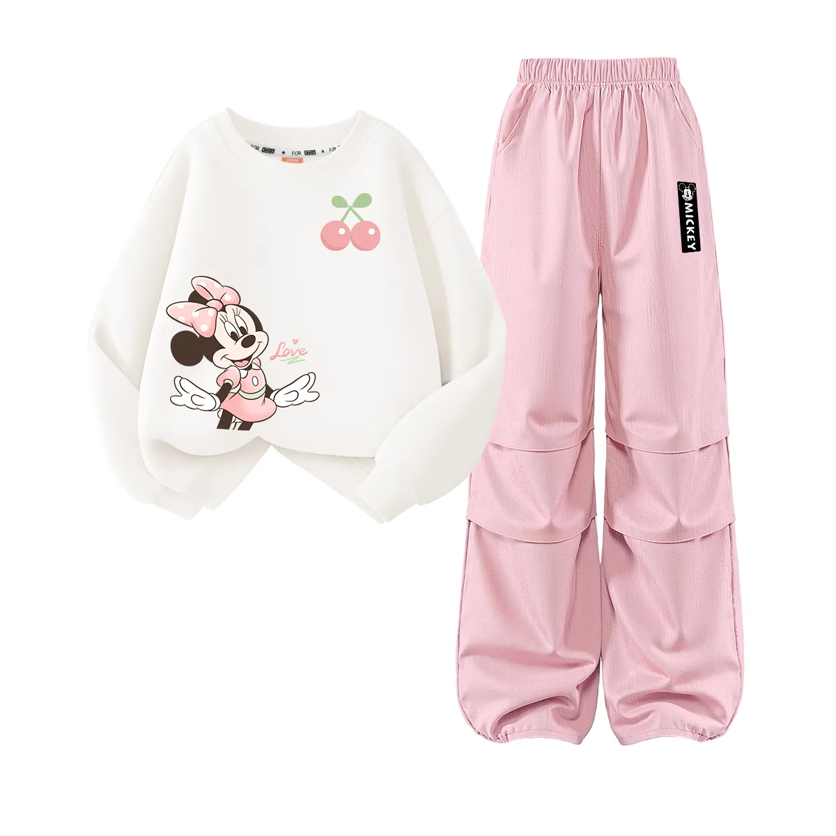 Детская повседневная спортивная футболка с круглым вырезом Disney, Di Elegant Cherry Blossom White+Di H Long Hook-and-Loop K Magnolia Pink