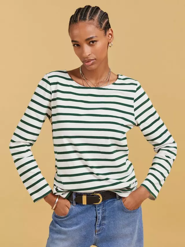 

Топ Baukjen Ashley Breton Stripe Organic Cotton, цвет white/green
