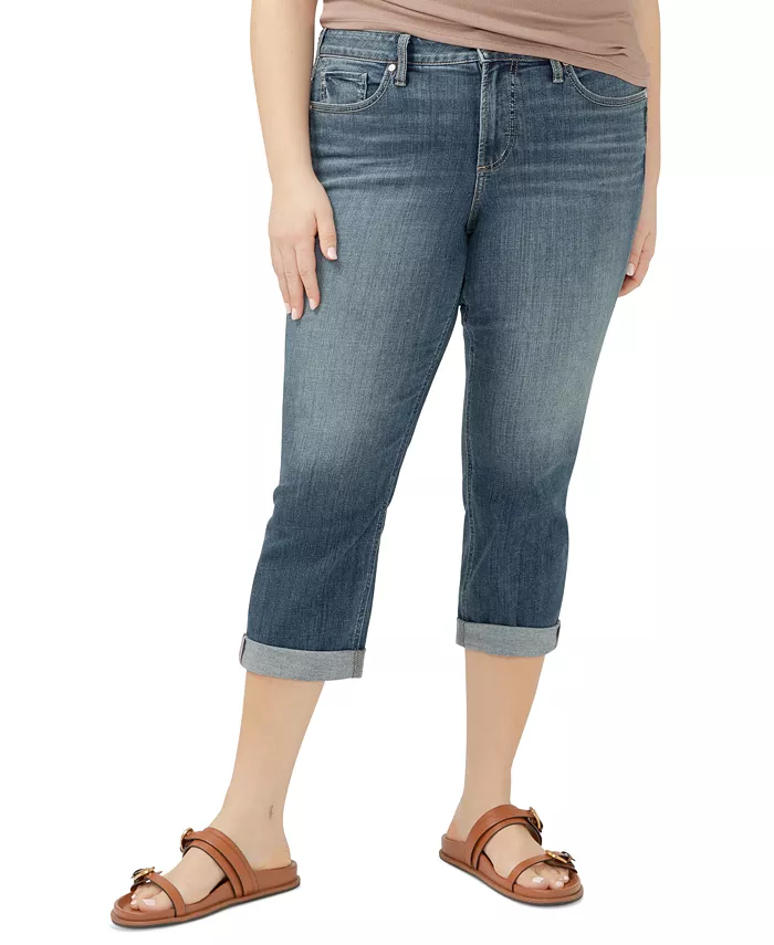 

Джинсы укороченные Suki Curvy-Fit для полных женщин Silver Jeans Co., синий
