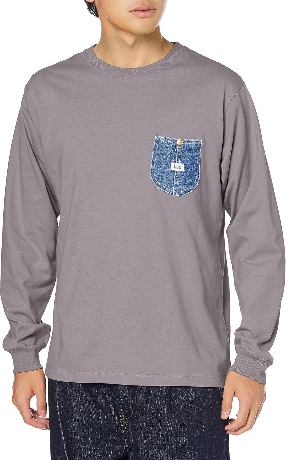 

Джинсовая футболка Lee Top с длинными рукавами и карманами, серая