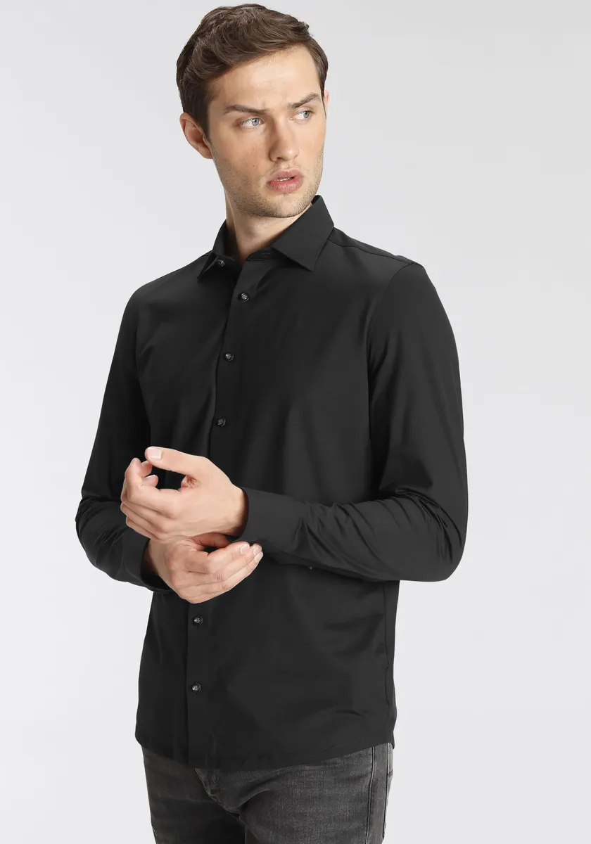 

Деловая рубашка OLYMP "Level Five Body Fit Jersey Shirt", качество трикотажа, черный