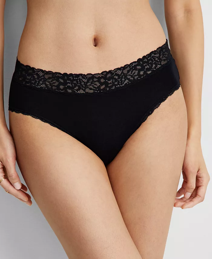 

Трусы Women's Cotton Blend Lace-Trim Hipster Underwear, Created for Macy's State of Day, черный