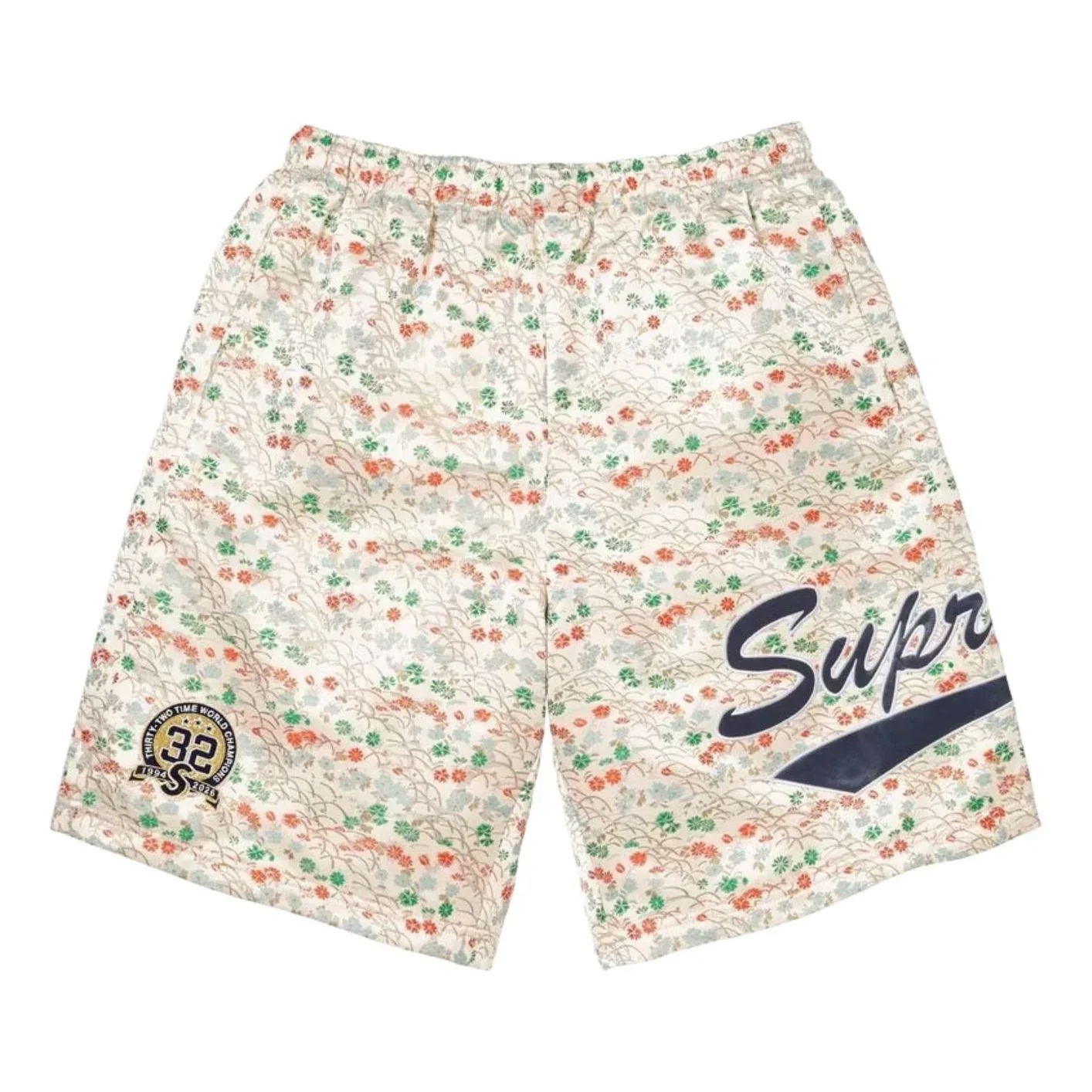 Шорты Supreme SS26 с цветочным жаккардовым принтом, белые