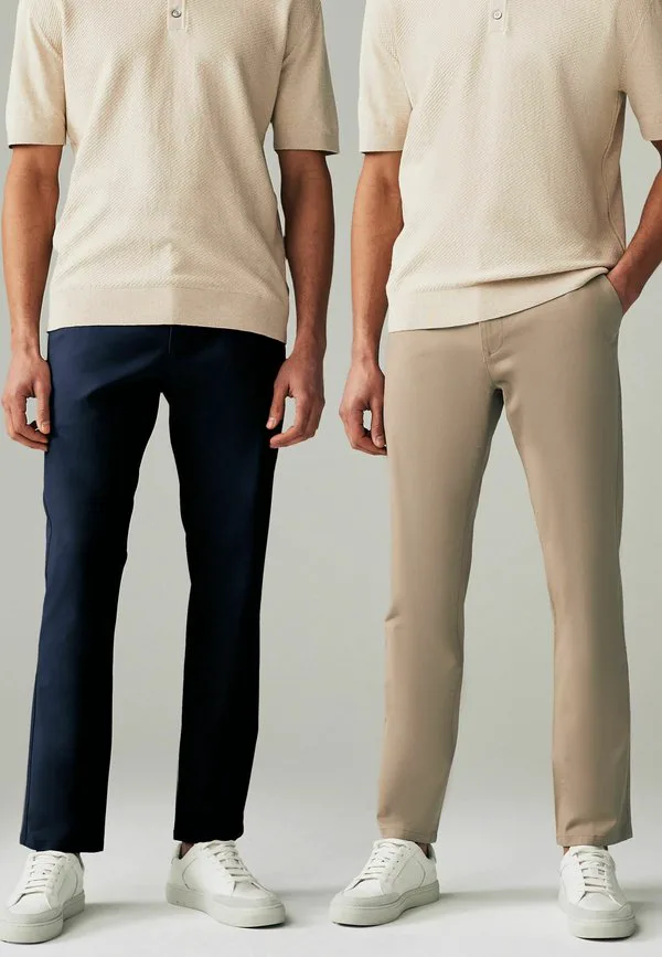 Комплект из 2 узких эластичных брюк чинос Next, Navy Blue/Stone — фото 3