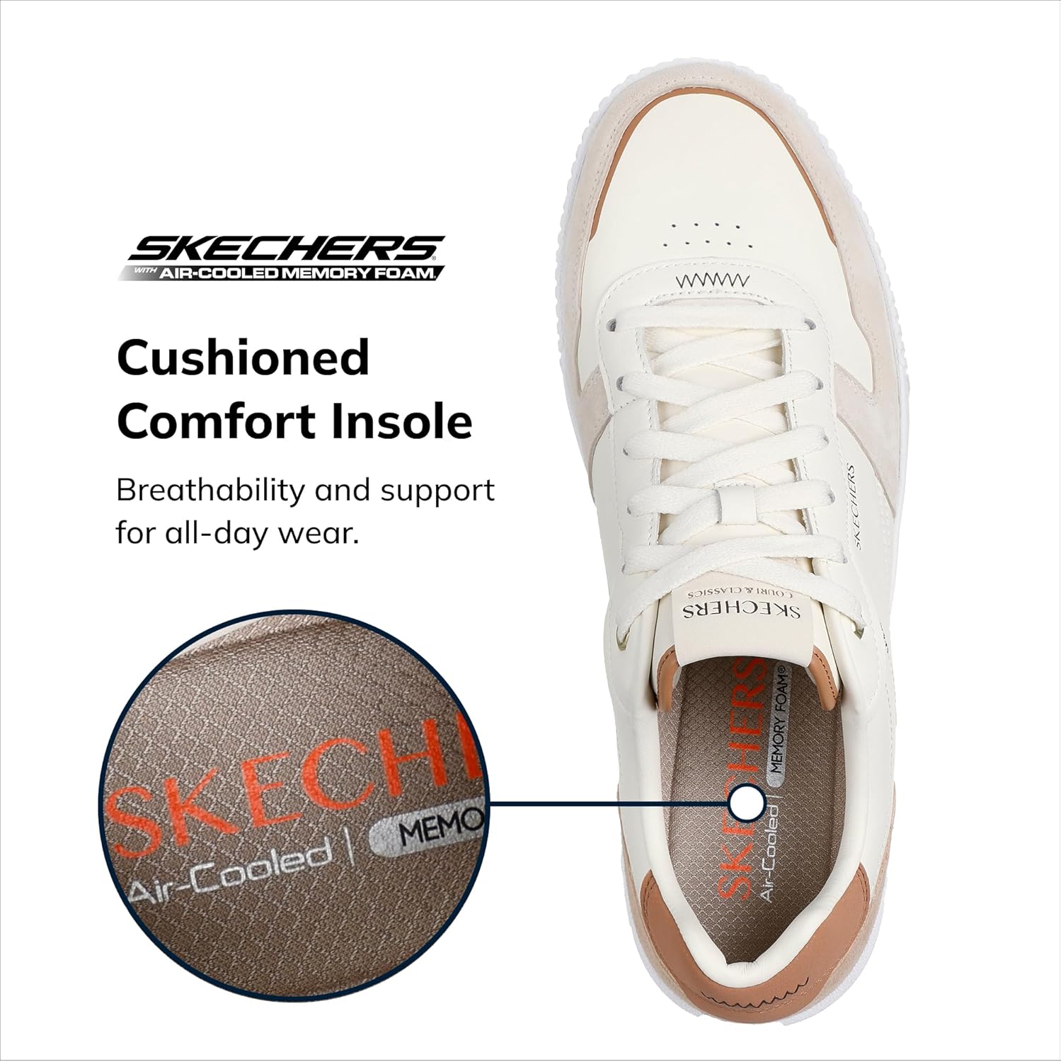 Мужские кроссовки Skechers Jade Kovos из кожи и замши на шнуровке, коричневый — фото 4