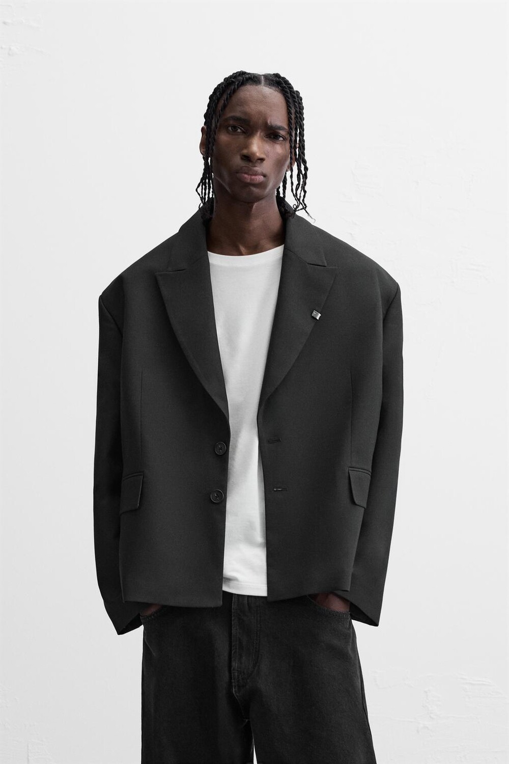 

Блейзер с открытой спиной и галстуком ZARA, черный