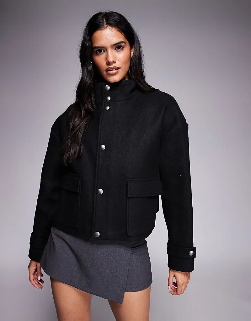 

Куртка Aria Cove с воротником-стойкой и карманом-молнией из искусственной шерсти, черного цвета