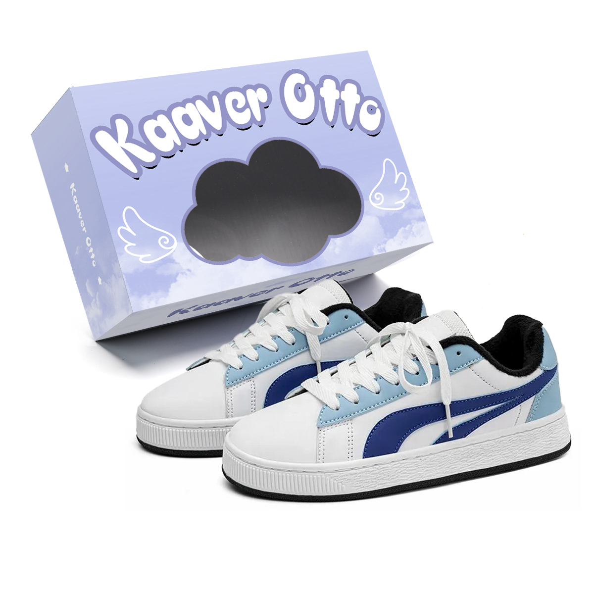 

Износостойкие дышащие низкие скейтбордские кроссовки Unisex KAAVER OTTO, синий белый (Fleece-Lined)