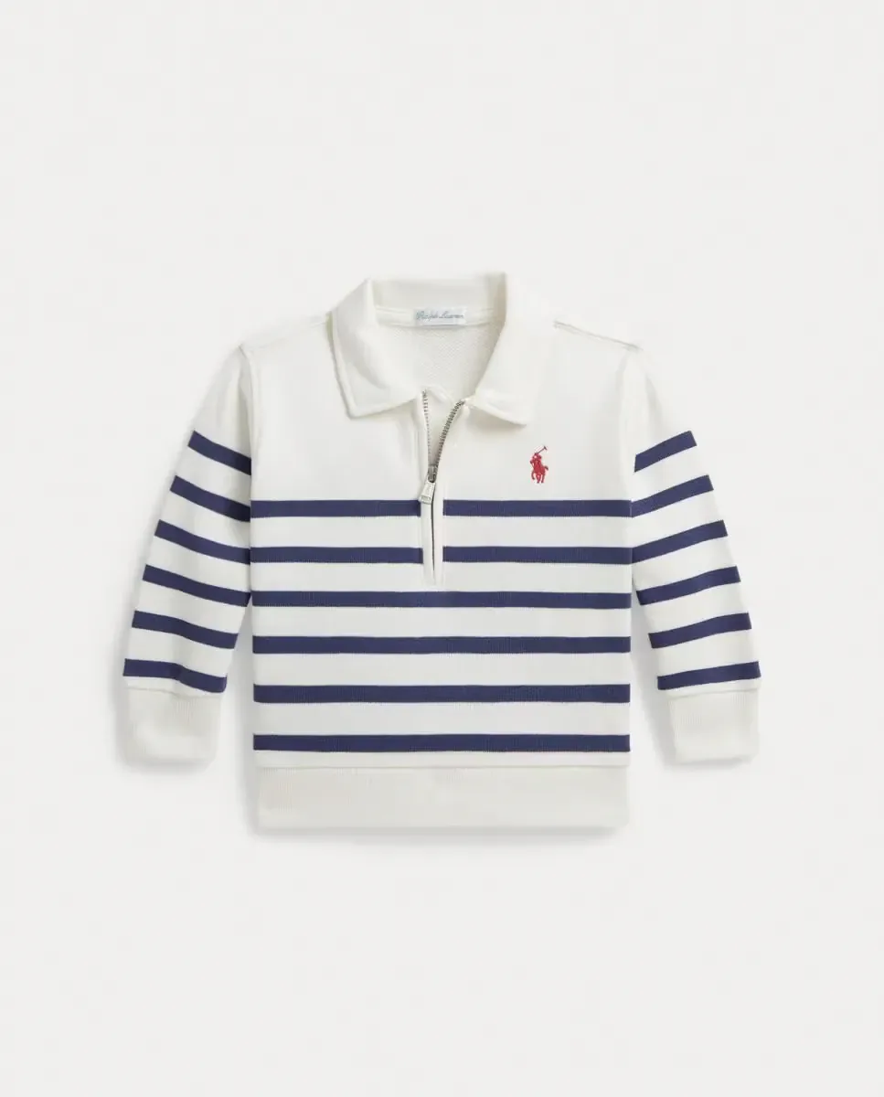 Детская хлопковая толстовка с молнией до середины Polo Ralph Lauren, синий/белый