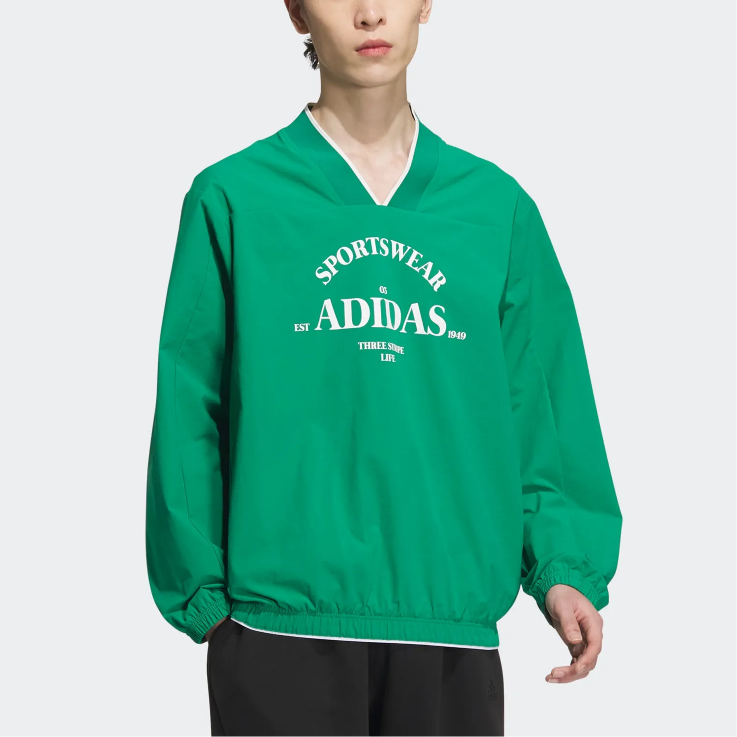 Adidas Verbiage Woven Sweatshirt мужской дымчато-зеленый — фото 3