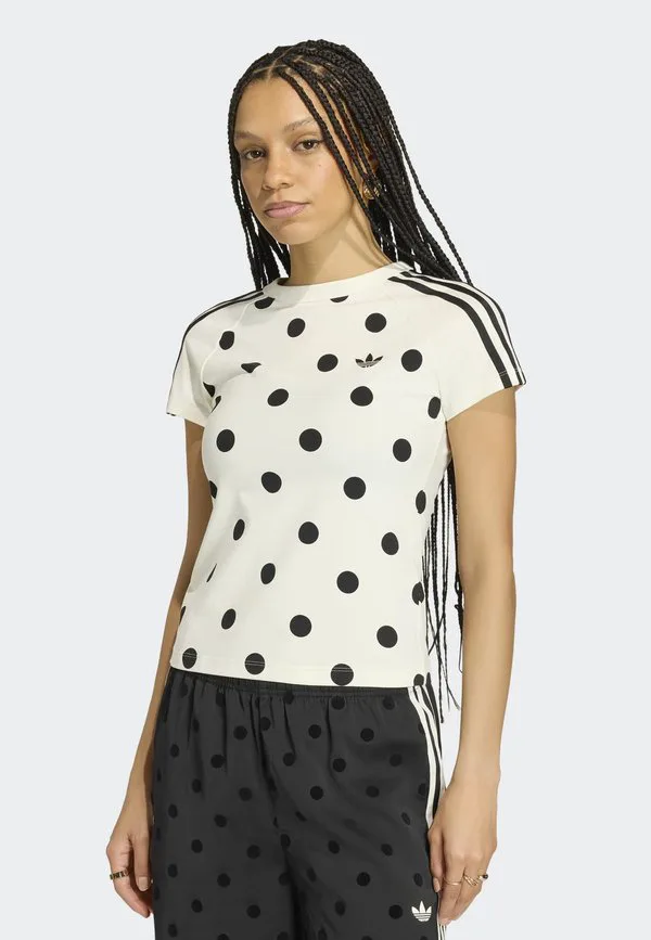 

Футболка с принтом в горошек в калифорнийском стиле Adidas Originals, Off-White, Белый, Футболка с принтом в горошек в калифорнийском стиле Adidas Originals, Off-White