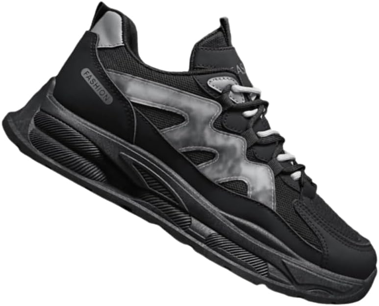 

Мужские повседневные спортивные кроссовки, дышащая сетчатая поверхность, с толстой подошвой и шнуровкой Hoalox, черный