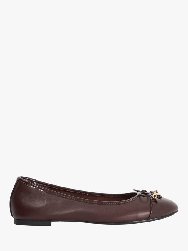 Hallo Wide Fit балетки из кожи с декоративными подвесками Dune London, Burgundy
