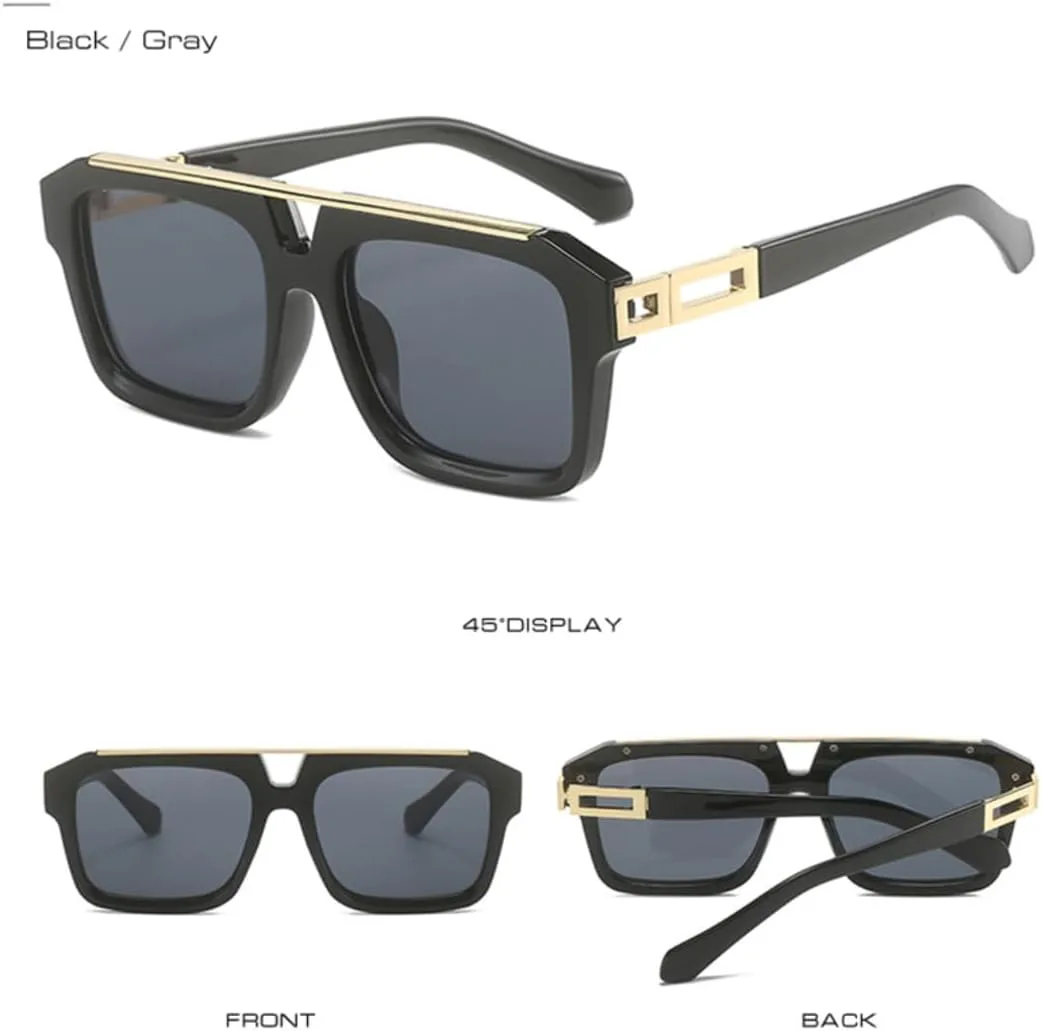 

Модные женские солнцезащитные очки с двойной перемычкой, ретро-стиль, панк, мужские солнцезащитные очки с защитой от УФ-излучения UV400 VVTWSSW, Black Gray