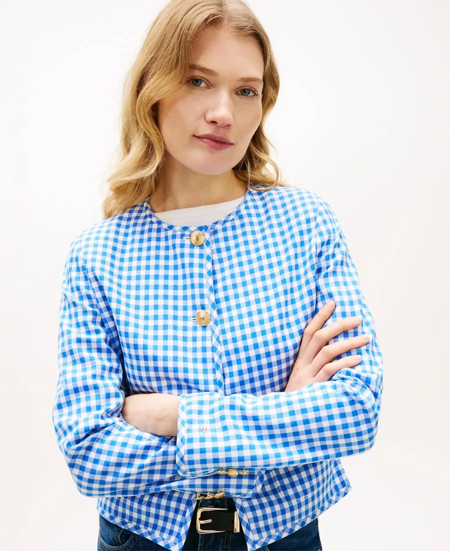 Женская куртка в клетку с круглым вырезом Tommy Hilfiger, синий — фото 3