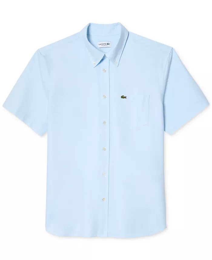 Мужская рубашка с коротким рукавом на пуговицах Oxford Lacoste, белый — фото 3