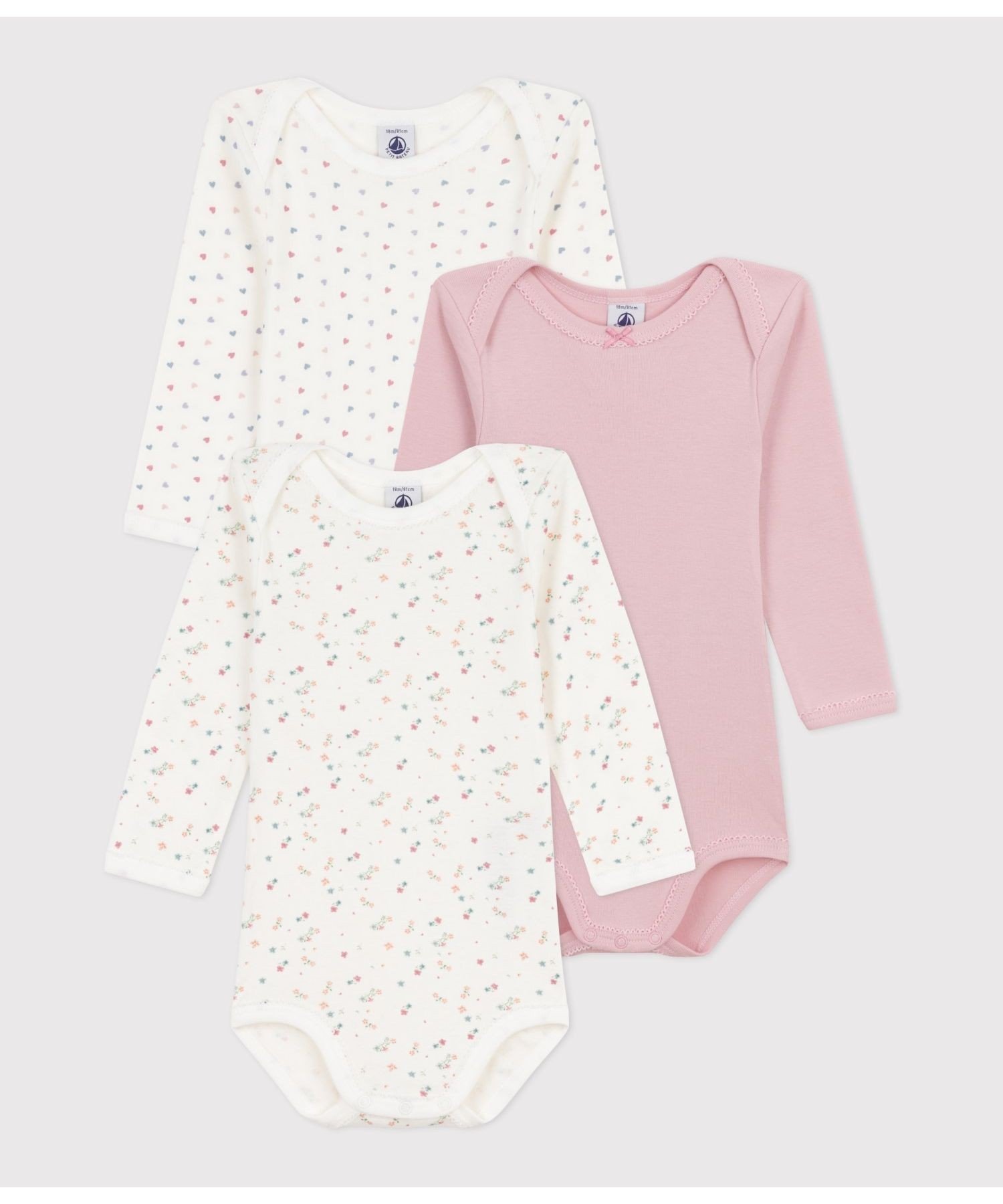 Боди с длинными рукавами (комплект из 3 предметов) PETIT BATEAU, Multicolor 1