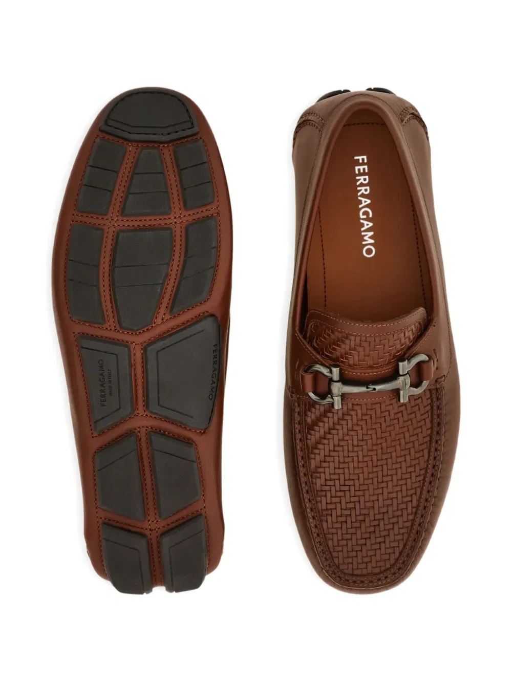 Лоферы с декоративным элементом для водителя Gancini Ferragamo, коричневый — фото 4
