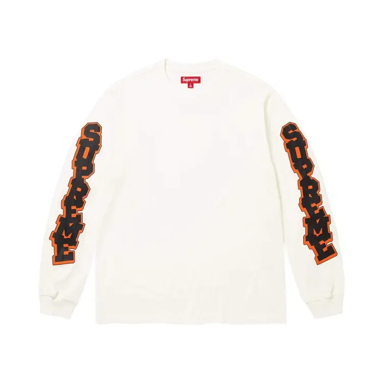Футболка с длинными рукавами Supreme Cracked Sleeve Long-Sleepe цвета «выцветший белый»