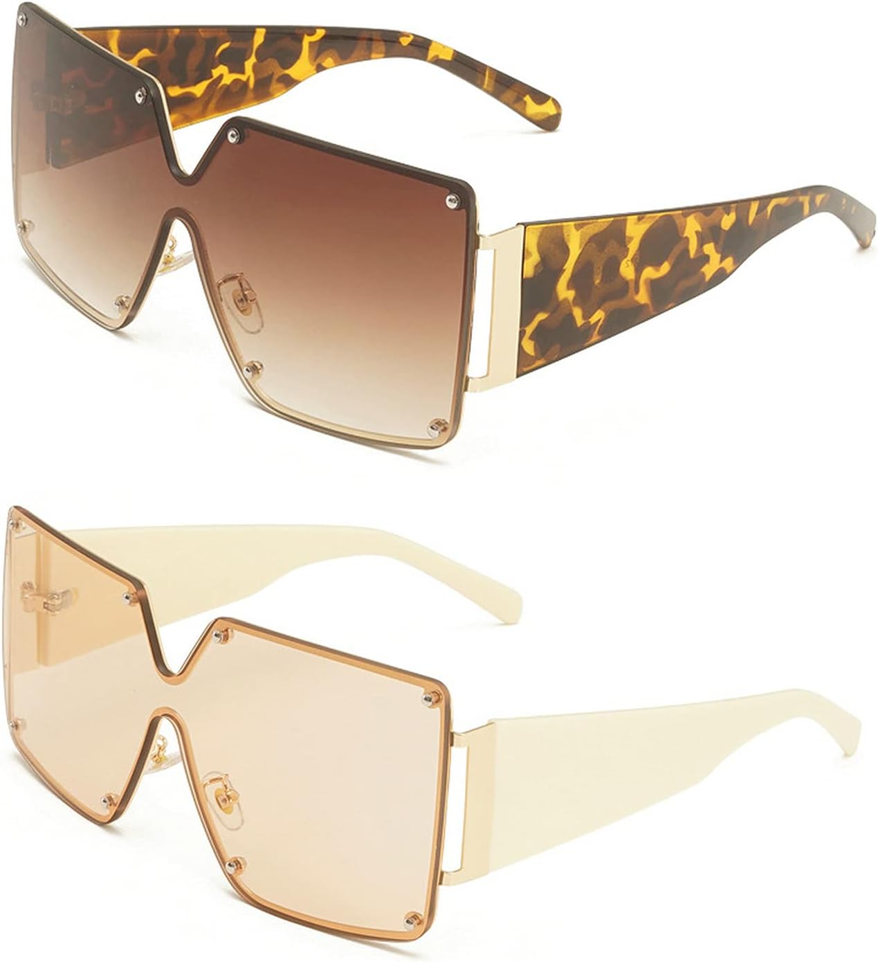 

COTIA Модные винтажные солнцезащитные очки большого квадратного размера для женщин, массивная металлическая оправа, градиентные солнцезащитные очки с защитой от УФ-излучения UV400, Gradient Tea&tea