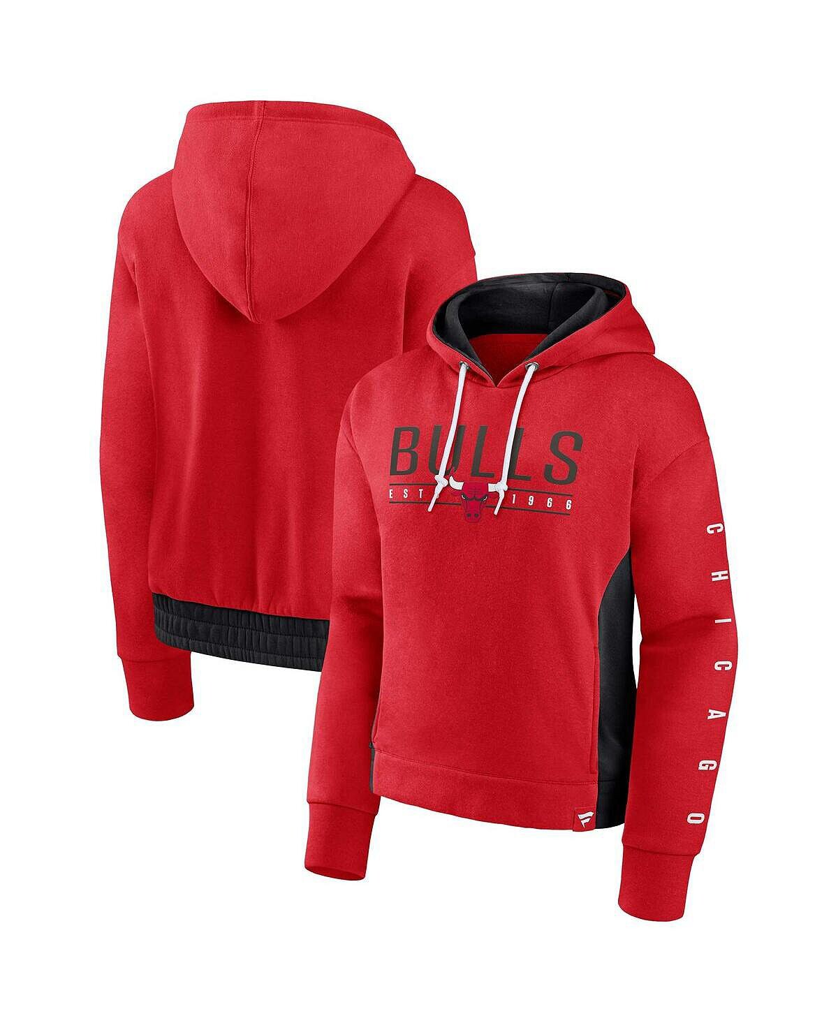 

Женский фирменный красный пуловер с капюшоном Chicago Bulls Iconic Halftime Colorblock Fanatics, красный