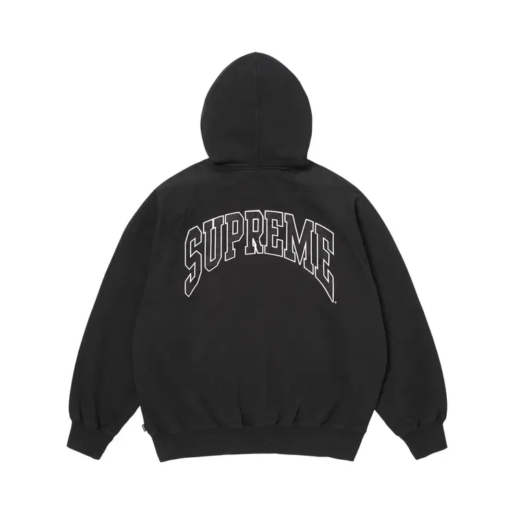 Толстовка Supreme Cracked Raglan Zip Up Hooded Sweatshirt, черный — фото 2
