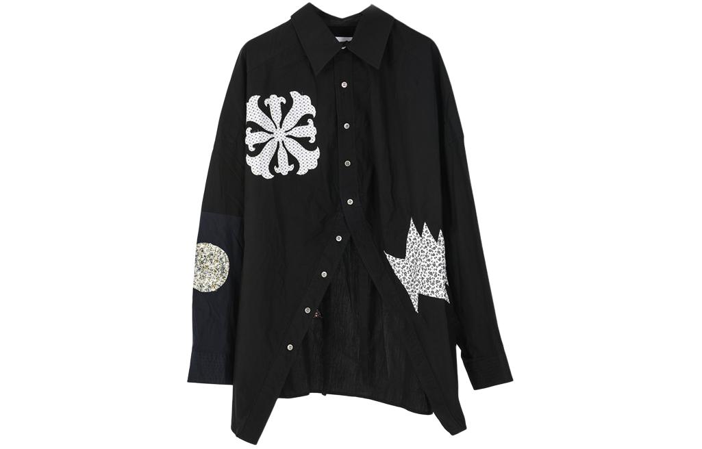 

Амбаш Женская черная блузка с открытыми плечами в стиле пэчворк