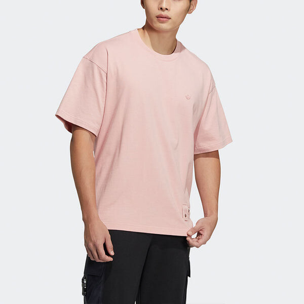 Футболка adidas originals Zipper Ss Tee Solid Color Sports Round Neck Short Sleeve Pink, мультиколор — фото 2