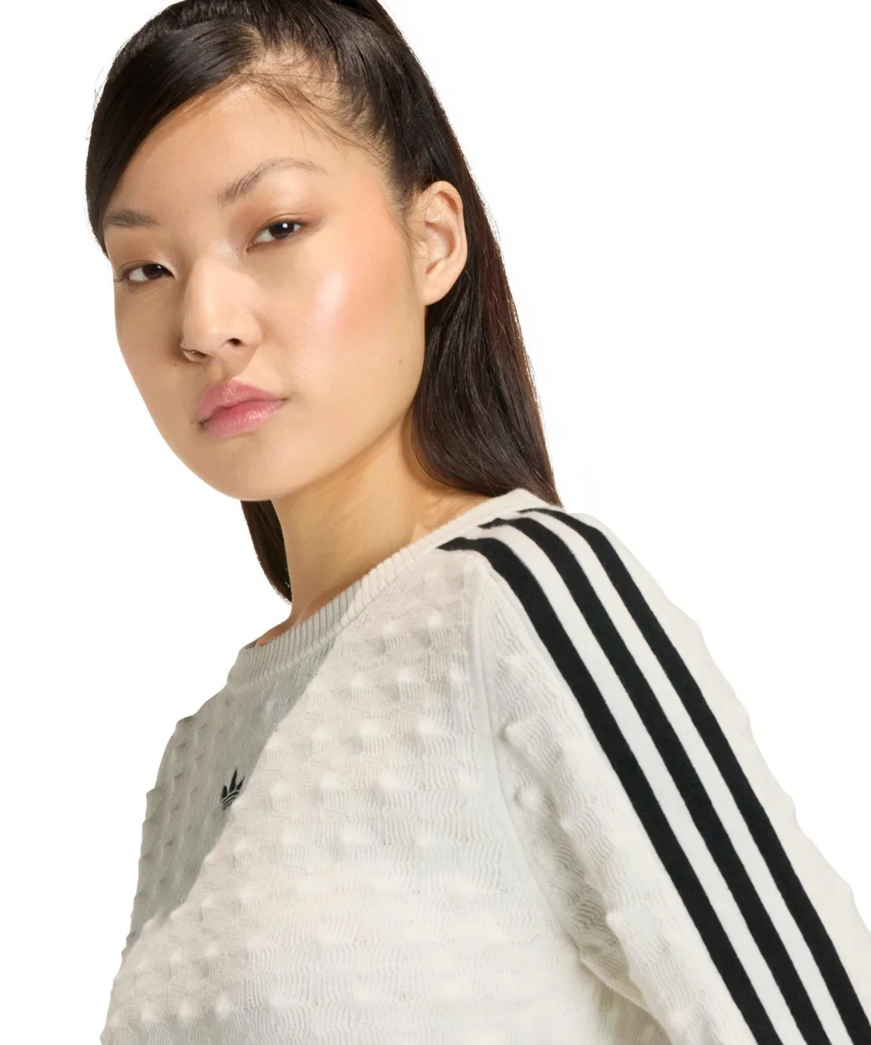 Свитшот adidas Slim Solid Spike Knit белый — фото 3