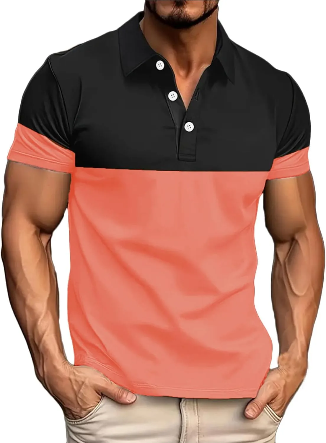 

Мужская поло с коротким рукавом классического кроя QUNPIU