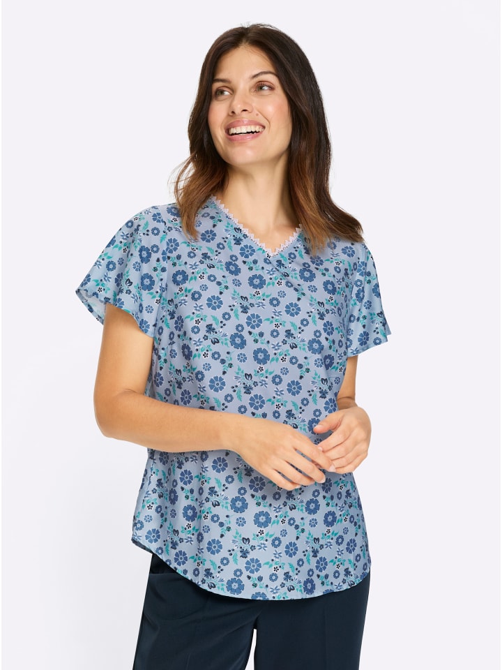 

Блузка без застежки с принтом ледяного голубого и темно-синего цветов Sieh an!