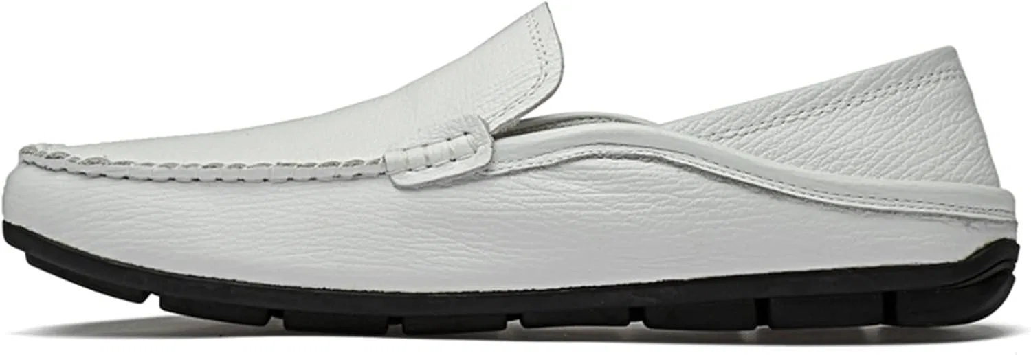 Мокасины мужские Leather Simple White — фото 2