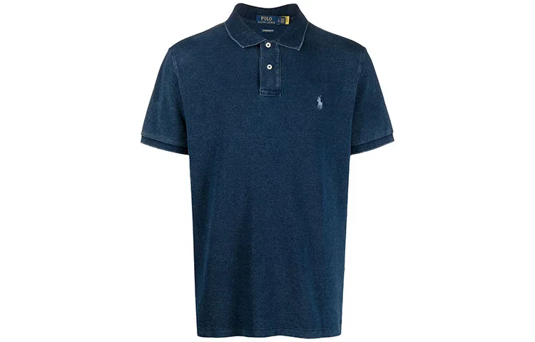 Поло хлопковое с вышитым логотипом Polo Ralph Lauren синее