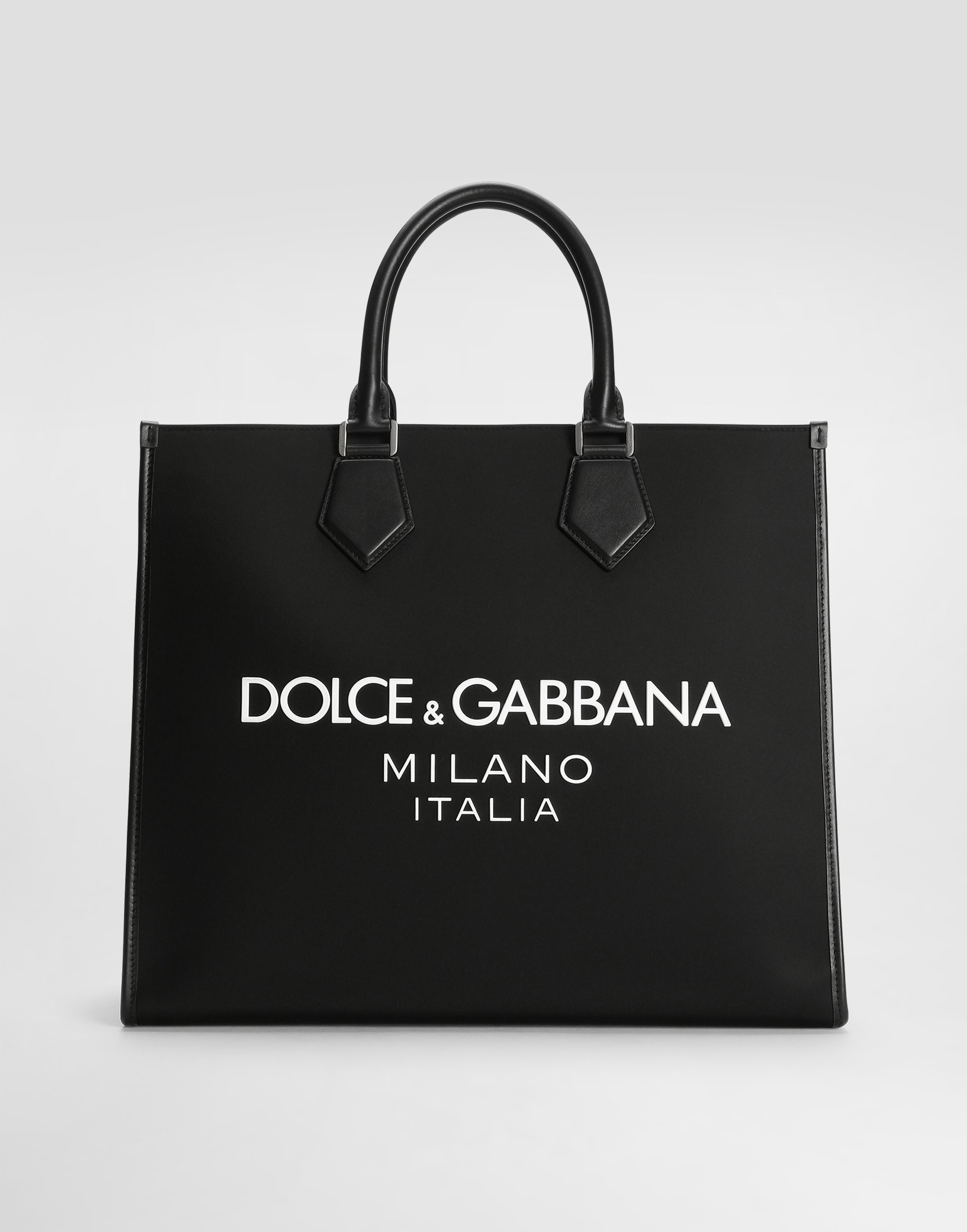 

Большая нейлоновая сумка-шоппер с резиновым логотипом Dolce & Gabbana, черный