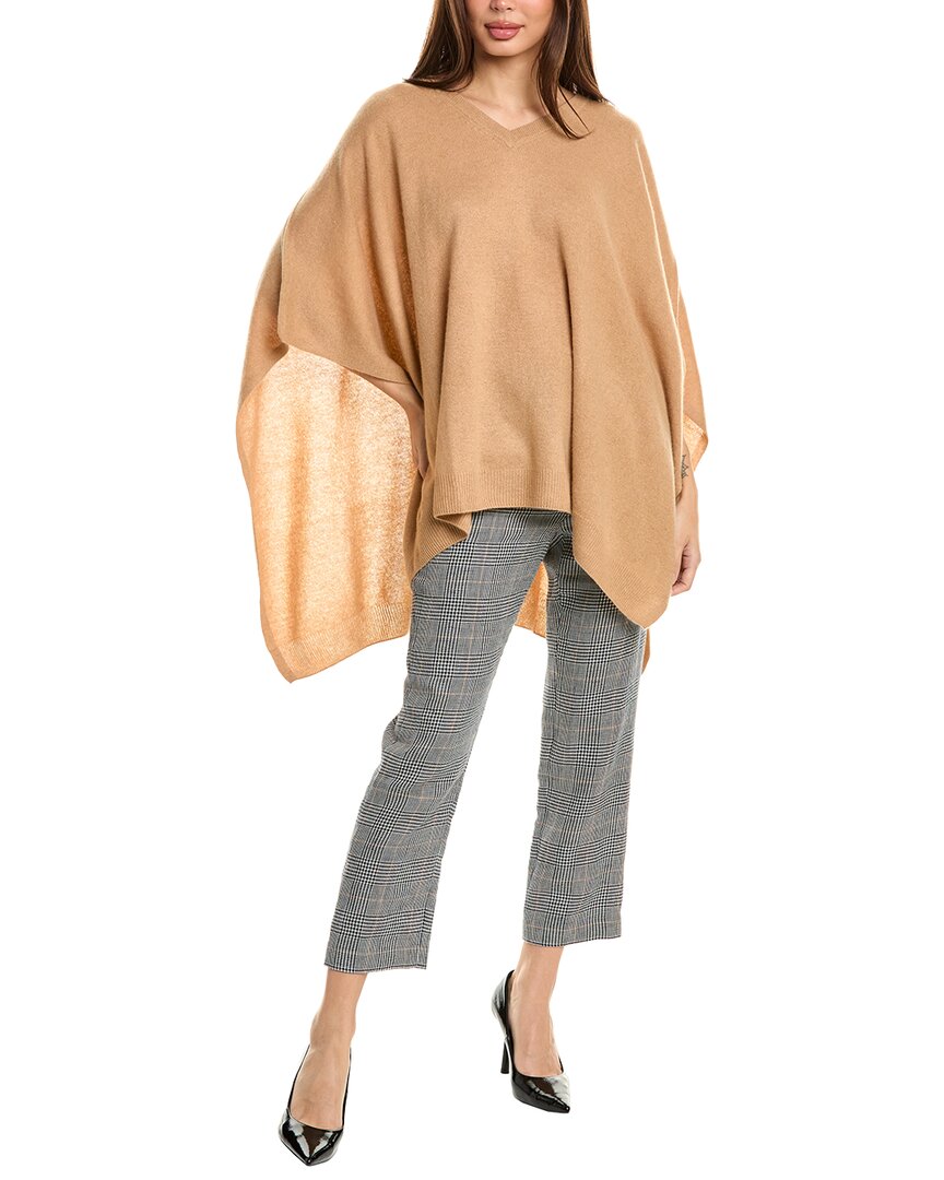 

Amicale Cashmere Кашемировое пончо с V-образным вырезом, коричневый