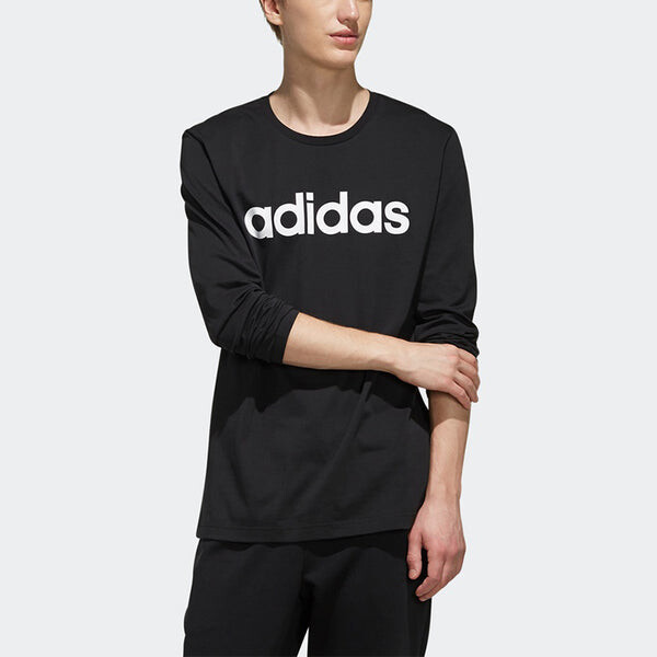 Футболка neo m ce lnr ls logo printing round neck long sleeves black Adidas, черный — фото 3