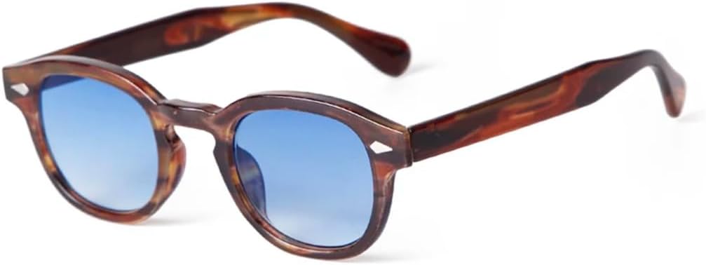 

Модные прозрачные синие круглые солнцезащитные очки для женщин и мужчин в стиле ретро с заклепками, черепаховой оправы, маленькие солнцезащитные очки с защитой от УФ-излучения UV400 SZVVBKK, 25