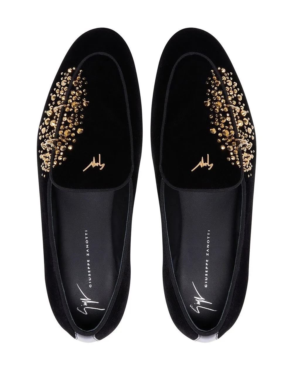 Бархатные лоферы Alvaro с заклепками Giuseppe Zanotti, черный — фото 4